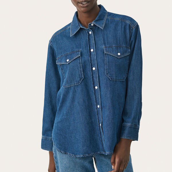 CollettePW Shirt, medium blue denim, Part Two