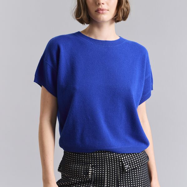 Cloud cashmere short sleeve blouse, fresh blue, BITTE KAI RAND