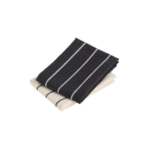 Outdoor Market Tea Towel, black with beige stripe, HAY