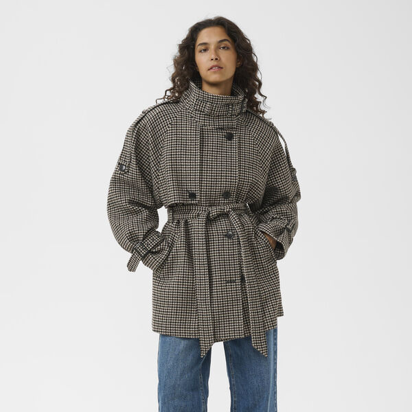 GZavic midi HT jacket, brown/green houndstooth, Gestuz