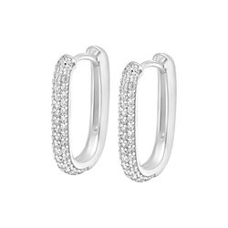 Petite Diamond Edge Hoops, silver, WHO IS SHE