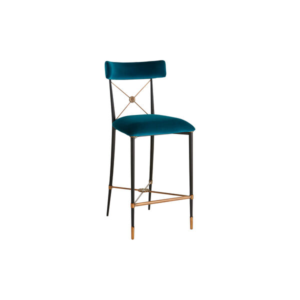 Rider Counter Stool, rialto peacock, Jonathan Adler
