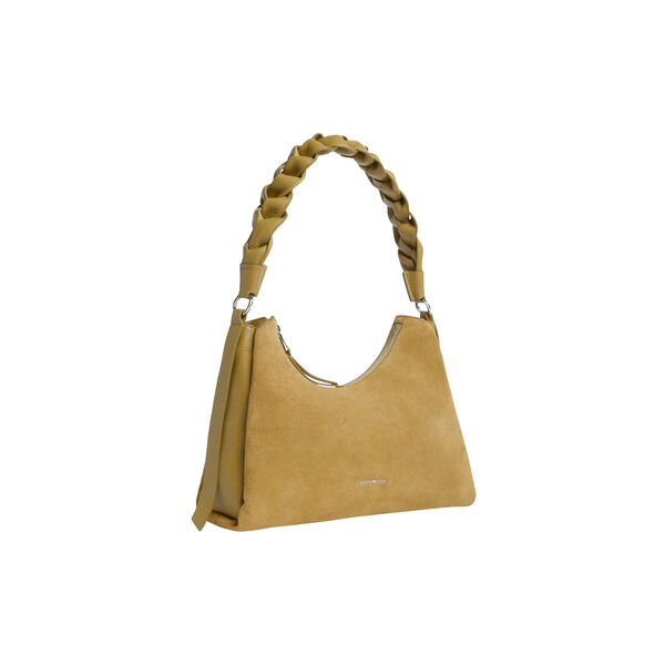 Boheme Suede Bimaterial Handbag, seagrass/sandshell, Coccinelle