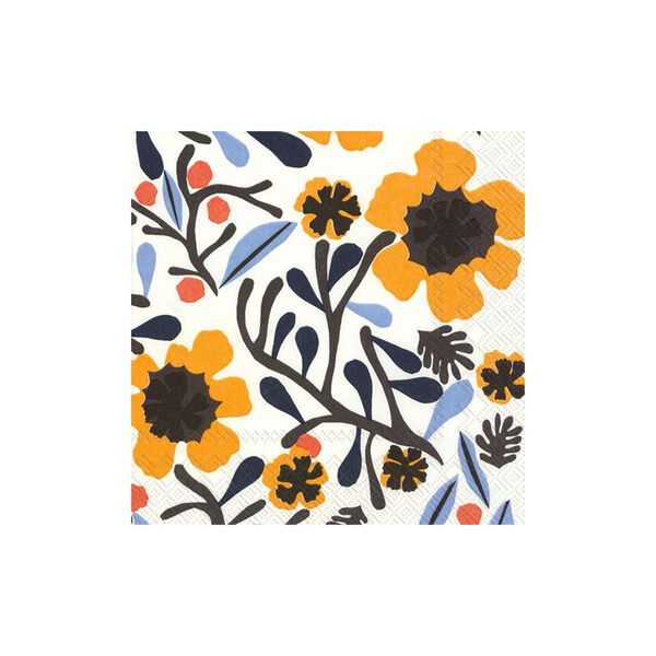 Lunsjserviett Marimekko Myker, myker hvit gul, Vinding