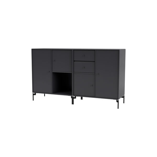 COUPLE bredt skjenk med ben i krom, 04 anthracite, Montana Furniture