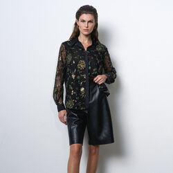 ROSHENE SEQUIN SHIRT, black sequin multi, French Connection