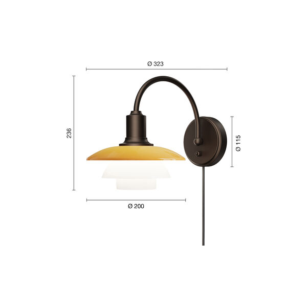PH 2/2 Vegglampe Centenary Edition, amber/opal white, Louis Poulsen