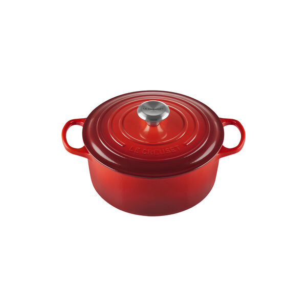 Signature st&oslash;pejern rund gryte &Oslash; 24 cm, cerise, Le Creuset