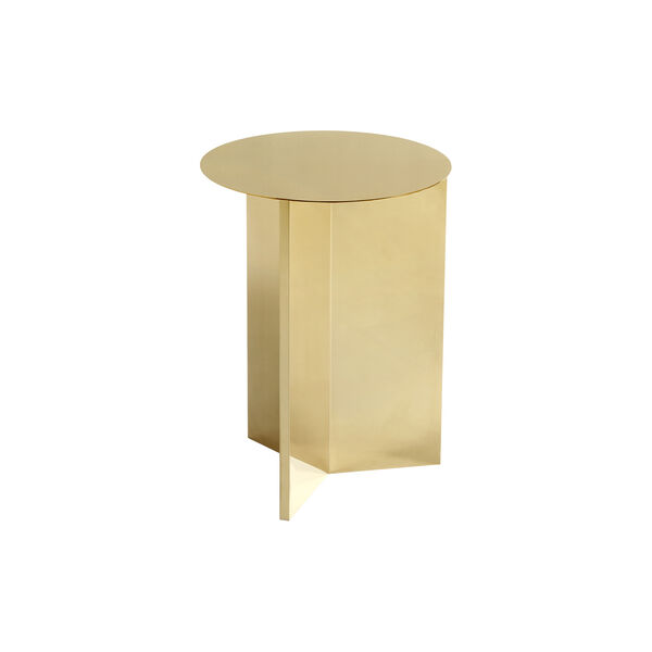 Slit Table Round High sidebord, brass, HAY