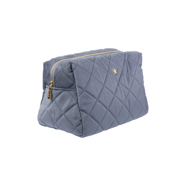 Velvet Square Quilted Make-Up Pouch Large, grisalle blue, DARK department