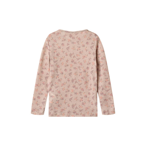 Wool T-Shirt L/S Alfie, 1358 lilac flowers, Wheat