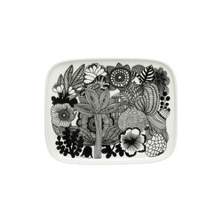Oiva/Siirtolapuutarha tallerken, hvit/sort, Marimekko