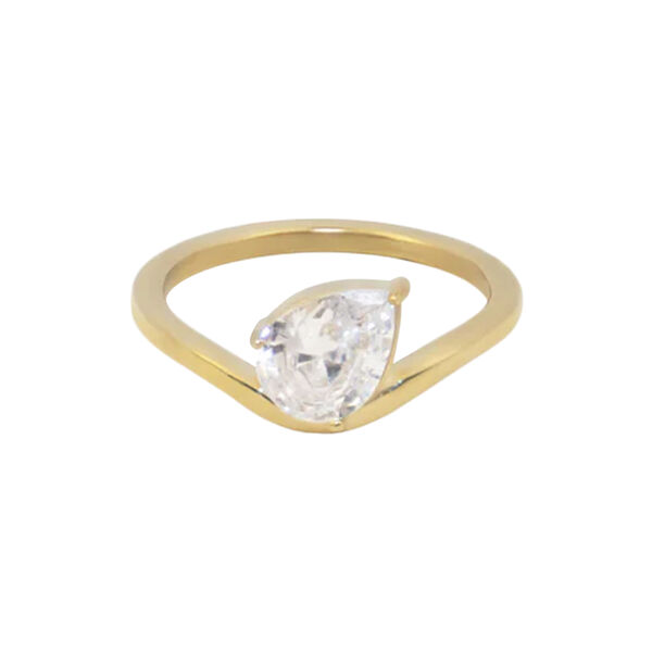 Single Crystal Wave Ring, gold, DARK department