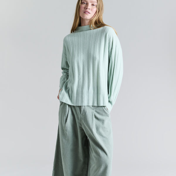 Cloud cashmere Ribbed Blouse, green jade, BITTE KAI RAND