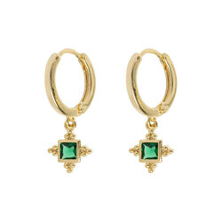 Arya - Green Crystal Pendant Hoop &oslash;reringer, gull, timi of Sweden