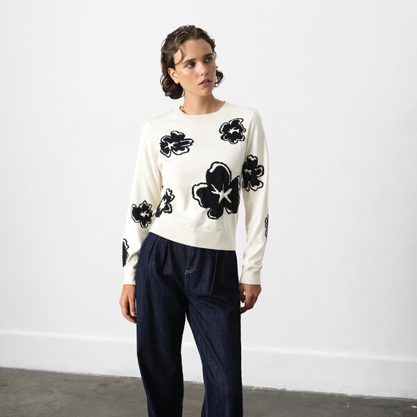 PAISLEE FLORAL JACQUARD JUMPER, white multi, French Connection