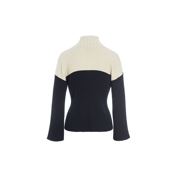 Bloom ribbestrikket blusse, black/ivory block, BITTE KAI RAND