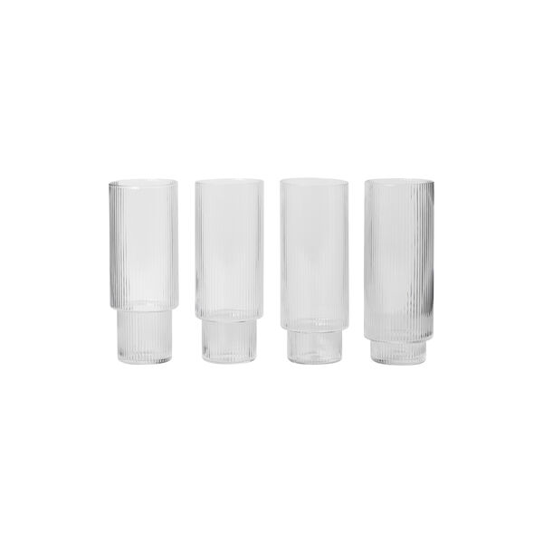 Ripple Long Drink glass 4 stk., klar Ripple Long Drink glass 4 stk., klar, ferm LIVING