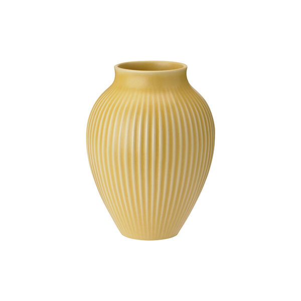 Knabstrup vase ripple, gul, Knabstrup Keramik
