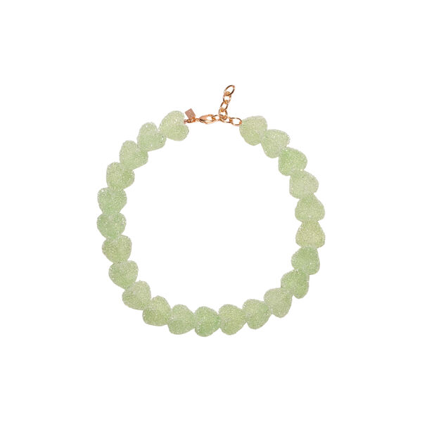 Jelly Heart Necklace, pistachio, Crystal Haze