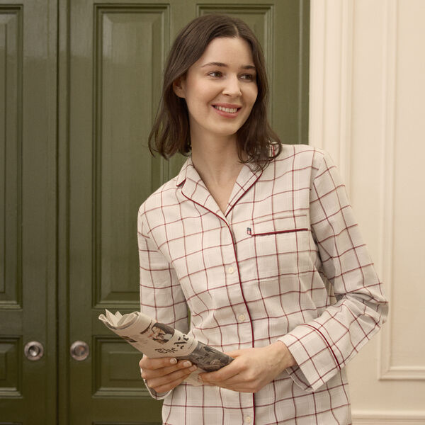 Checked Flannel Pajama Set, gray multi check, Lexington