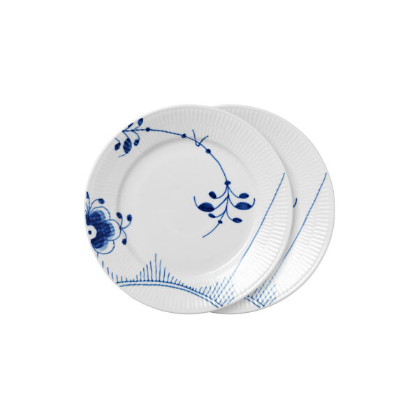 Blå Mega Riflet tallerken Ø 22 cm 2 stk., Nr. 2, Royal Copenhagen