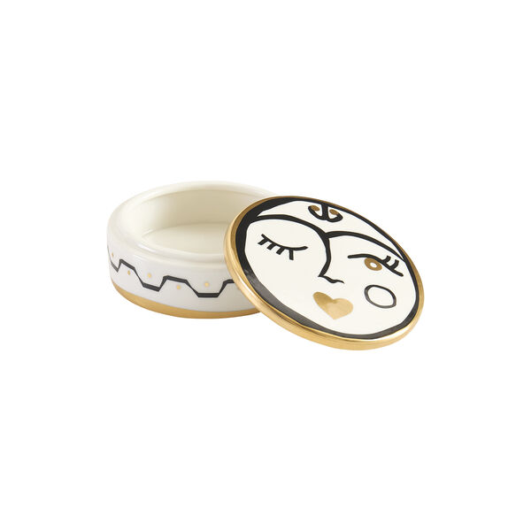 Marseilles Stash Box, white/black/gold, Jonathan Adler