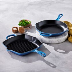Signature st&oslash;pejern kvadratisk grillpanne 26 cm, azure, Le Creuset
