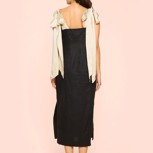 Airy linen narrow dress, black/ivory, BITTE KAI RAND