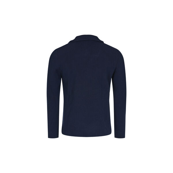 1/2 neck zip merino wool rib knit, total eclipse, KnowledgeCotton Apparel 