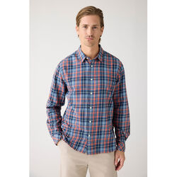 Regular fit small checked flannel shirt - GOTS/Vegan, blue check, KnowledgeCotton Apparel 
