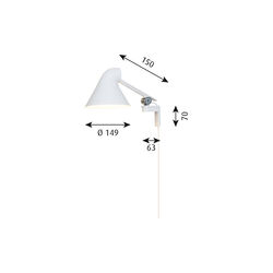 NJP kort vegglampe, hvit, Louis Poulsen