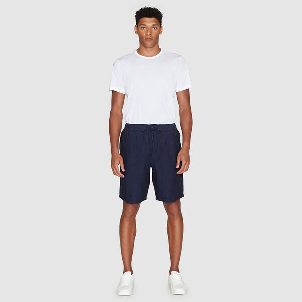 FIG loose Linen shorts - GOTS/Vegan, yarndyed - total eclipse, KnowledgeCotton Apparel 