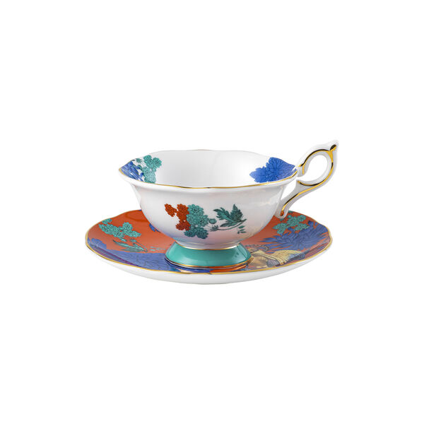 Wonderlust Golden Parrot tekopp med underskål, Wedgwood