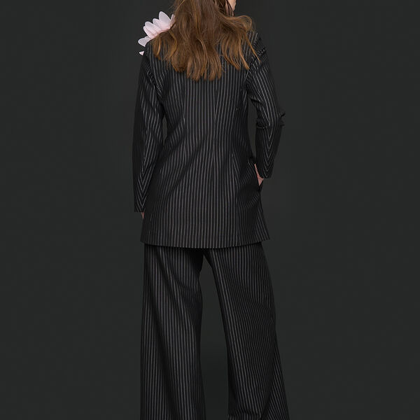 Pinstripe jersey vide bukser, svart n&aring;lestripe, BITTE KAI RAND