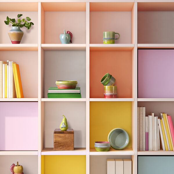 Poppery krus, yellow/apple green/pink, Kähler