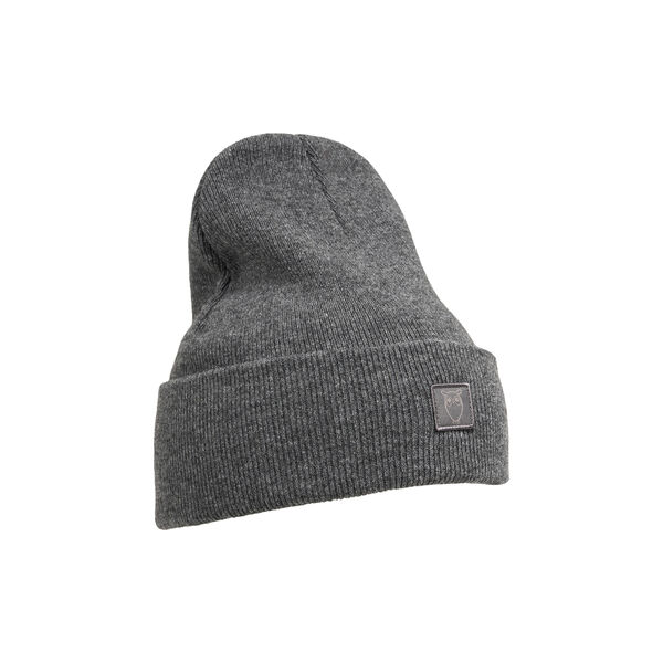 Double layer wool beanie, dark grey melange, KnowledgeCotton Apparel 