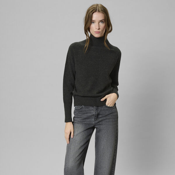 MWTracy Knit High Neck pullover, dark grey melange, My Essential Wardrobe