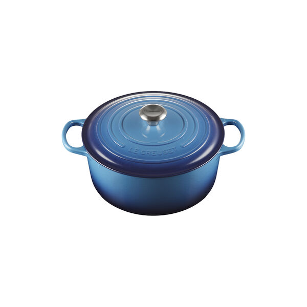 Signature st&oslash;pejern rund gryte &Oslash; 28 cm, azure blue, Le Creuset