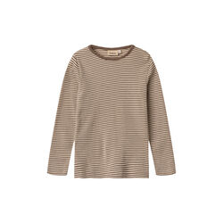 Wool T-Shirt L/S Alfie, 9578 wood stripe, Wheat