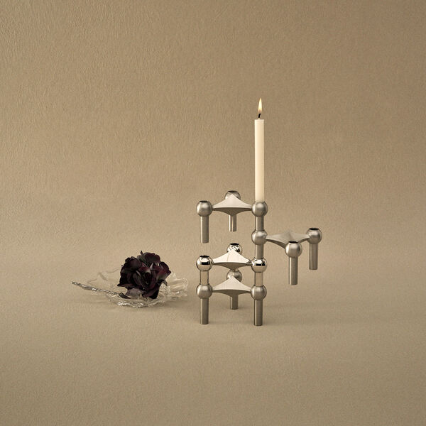 STOFF Nagel lysestake 3 stk., b&oslash;rstet krom, STOFF Nagel