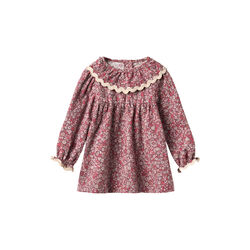 Dress L/S Collar Elvira, 9773 grape flowers, Wheat