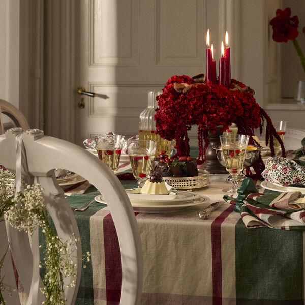 Linen/Cotton Napkin, green/red/beige, Lexington