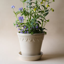 Københavner GLAZED krukke med underfat, sand stone, Bergs Potter