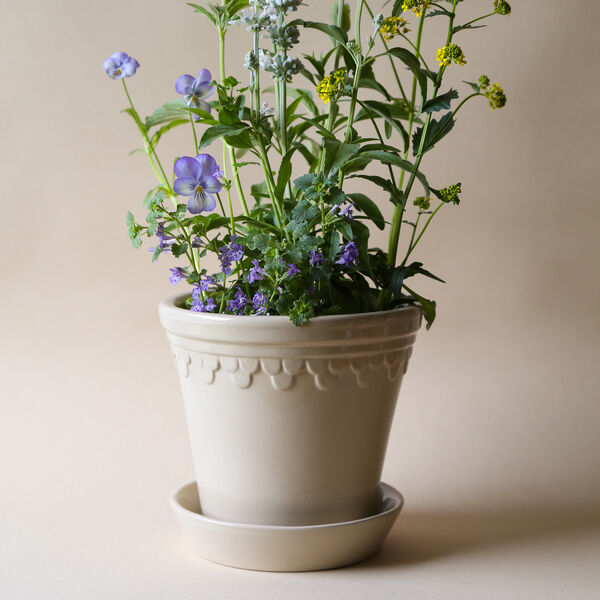 Københavner GLAZED krukke med underfat, sand stone, Bergs Potter