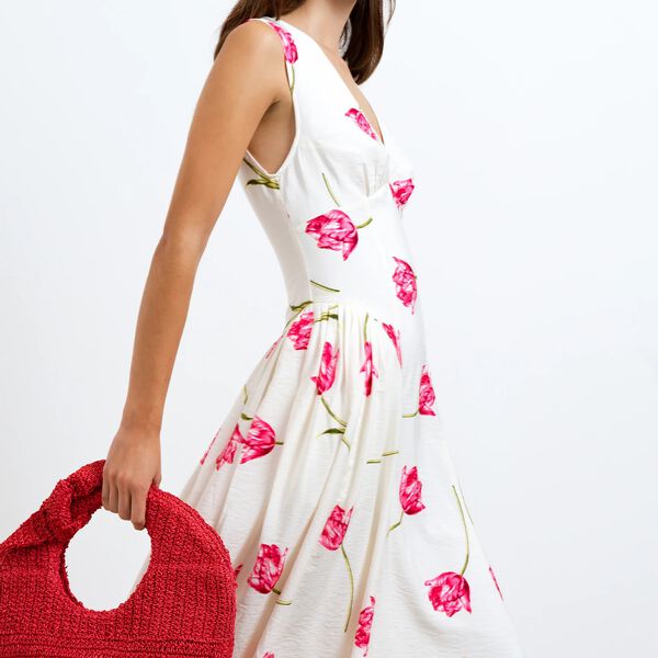 CRESSIDA FARON MIDI DRESS, ivory multi, French Connection
