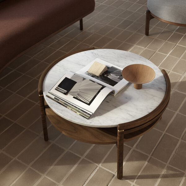 RF1905 Sideways Coffee Table, oiled walnut/Carrara marble, Carl Hansen & S&oslash;n