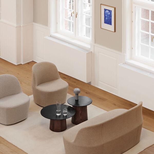 Niveau Coffee Table &Oslash; 45 cm, Black Marquina/oiled stained ash, Fredericia Furniture