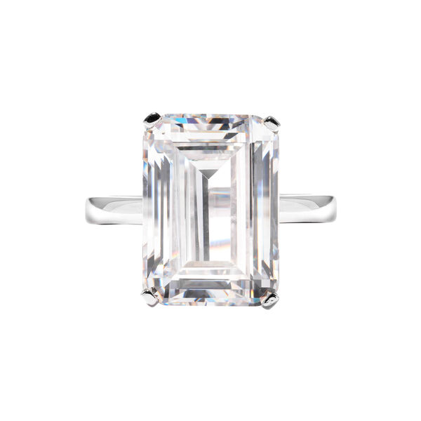 Emerald Cut Ring, clear, Crystal Haze