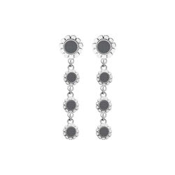 Bloom øredobber 4-blomster, sort, Th. Marthinsen